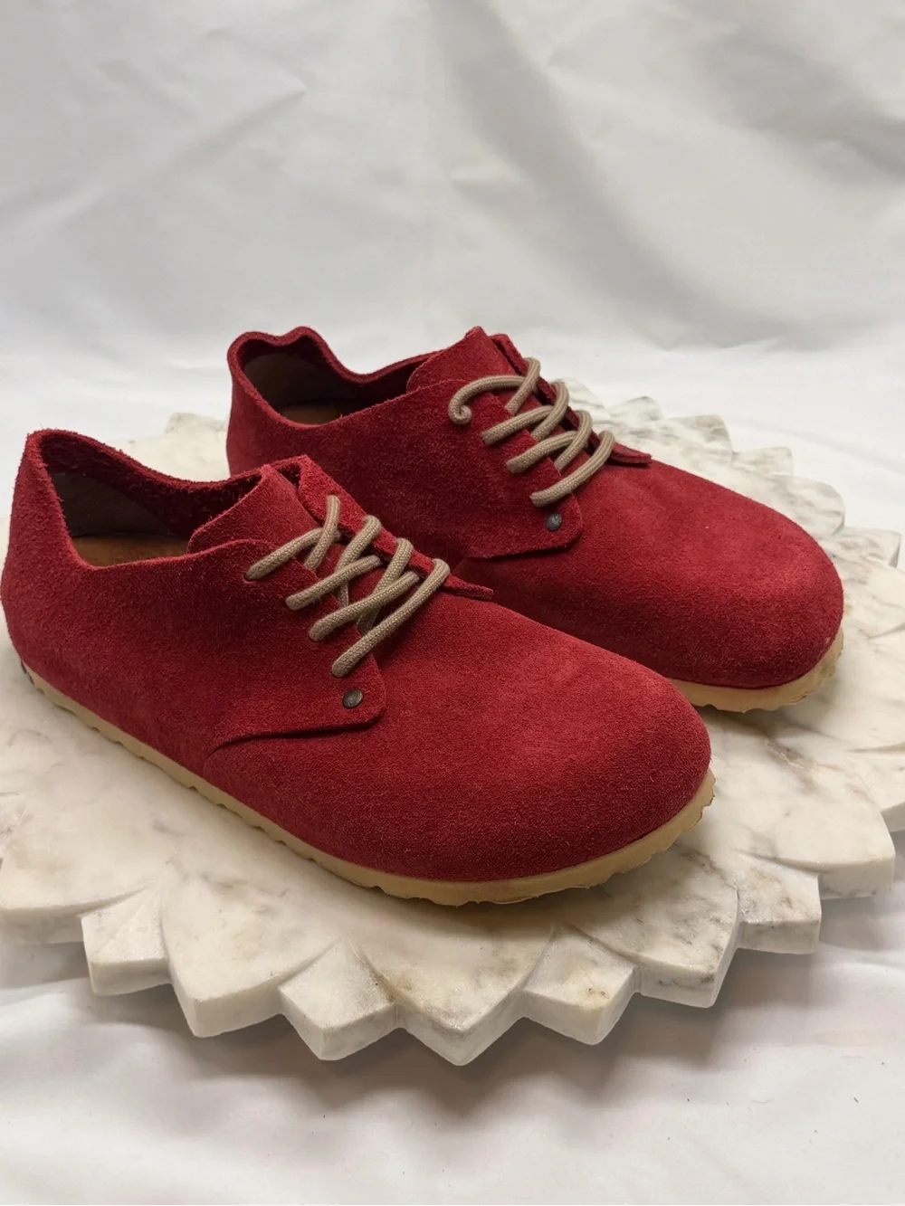 Birkenstock Red Suede Lace-Up Casual Shoes Low Sneakers Size EU 39